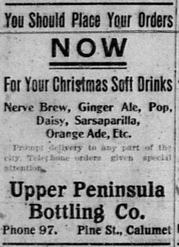 Newspaper ad - <i>The Calumet News</i>, 18 Dec 1908